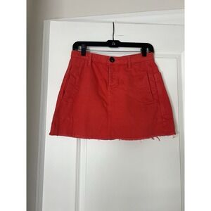 BDG Urban Outfitters Women's Red Cotton Mini Skirt Raw Hem Size Medium